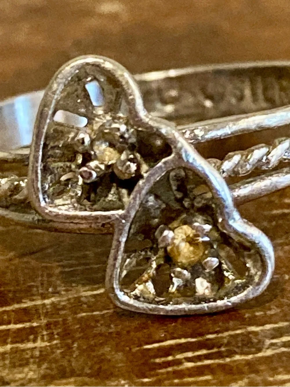 Vintage Sterling Silver Hearts Ring Size 7 Missing Stone! Uncas - Picture 5 of 15